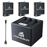 Homesuit Hero 7 Akku (3 Pack) und 3 Kanal LCD USB...